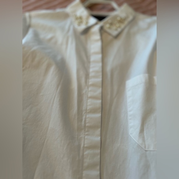 Cotton shirt with pearl trim - Picture 10 of 11